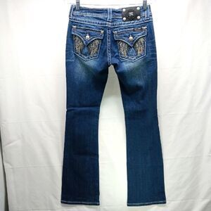 Miss Me Embellished Jeweled Boot Cut Denim Jeans Women's 27. Dark Wash Blue.....